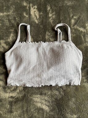 Gilly Hicks Ribbed Crop Tank - Light Gray